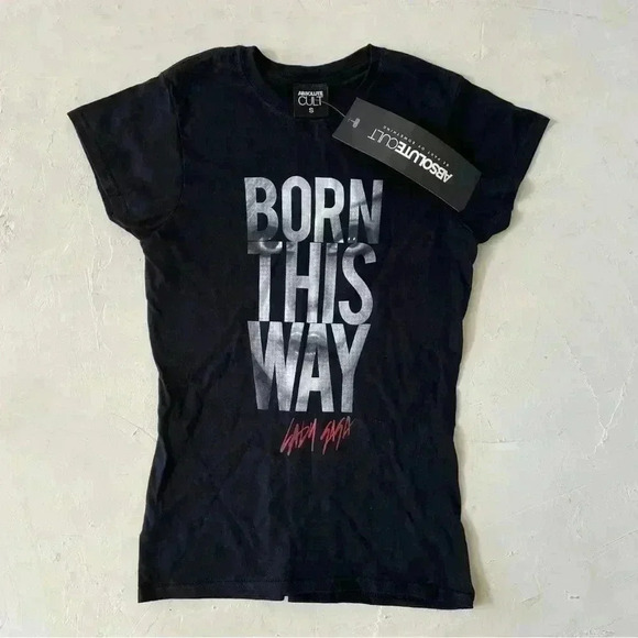 absolute cult Tops - Lady Gaga Born This Way Black T-Shirt Concert Tour A Star is Born Size S